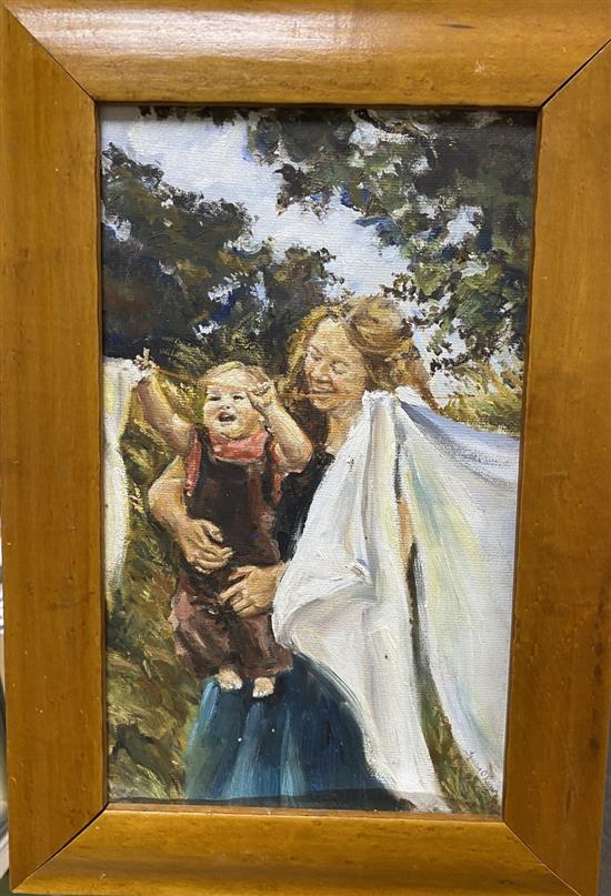 Teresa ORegan (Irish School), oil on board, Nappy Days, signed, 28 x 16cm